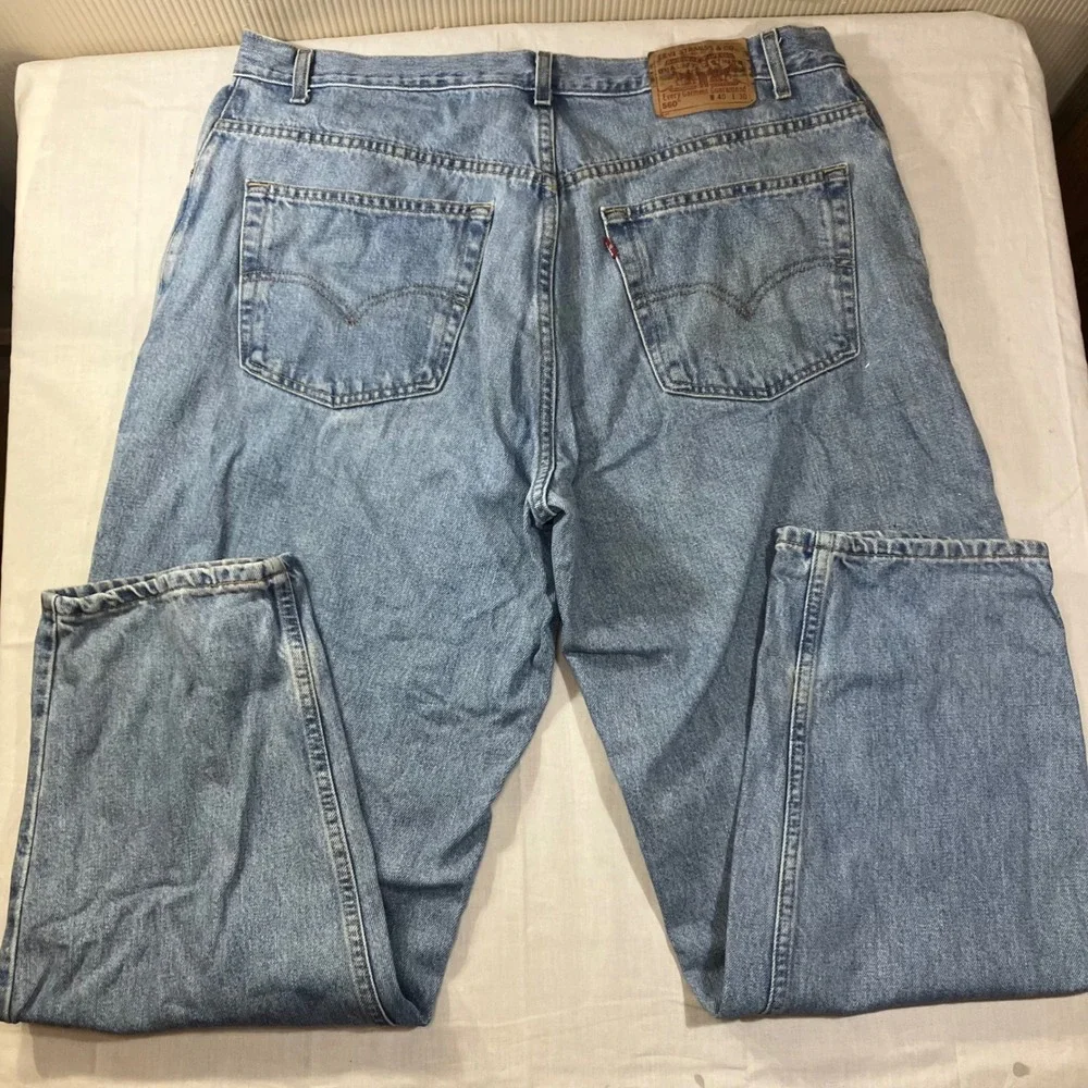 Levis 560 Mens Loose Fit Tapered Leg Jeans Light Wash Blue 40x30 Vintage Style